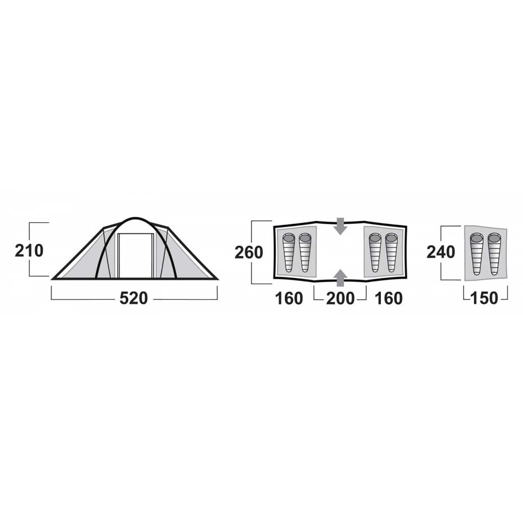 ابعاد چادر هاسکی مدل Boston 4 New Dural