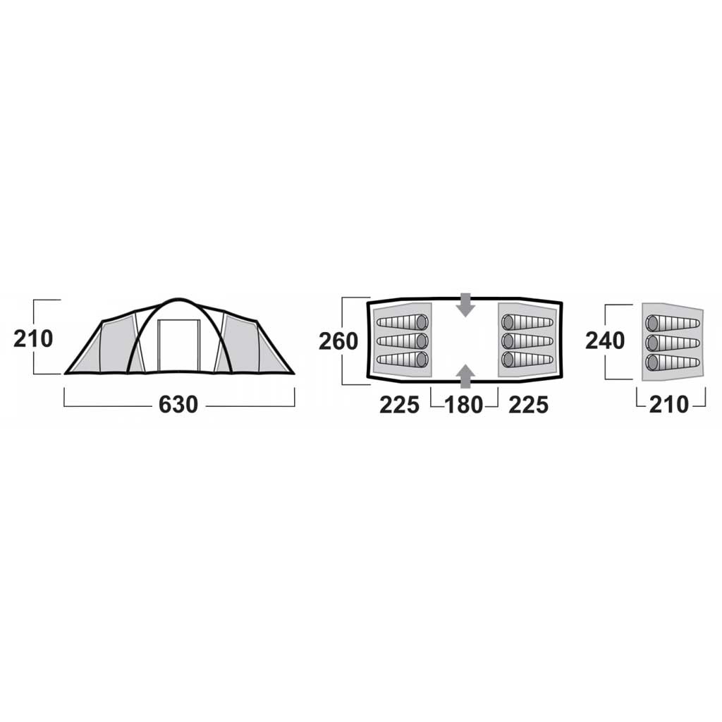 ابعاد چادر هاسکی مدل Boston 6 New