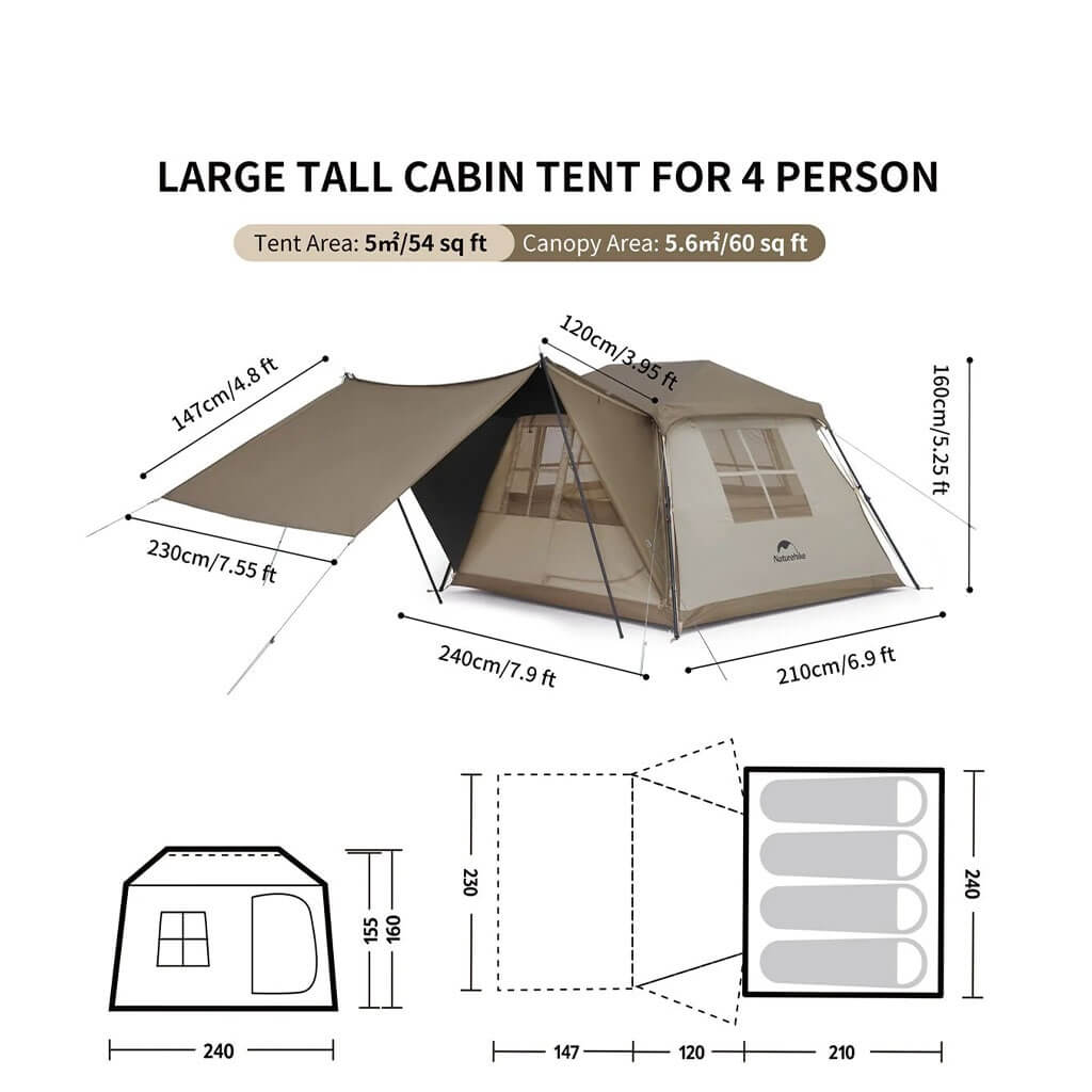 ابعاد چادر نیچرهایک مدل VILLAGE 5.0 2 کد CNK2300ZP022